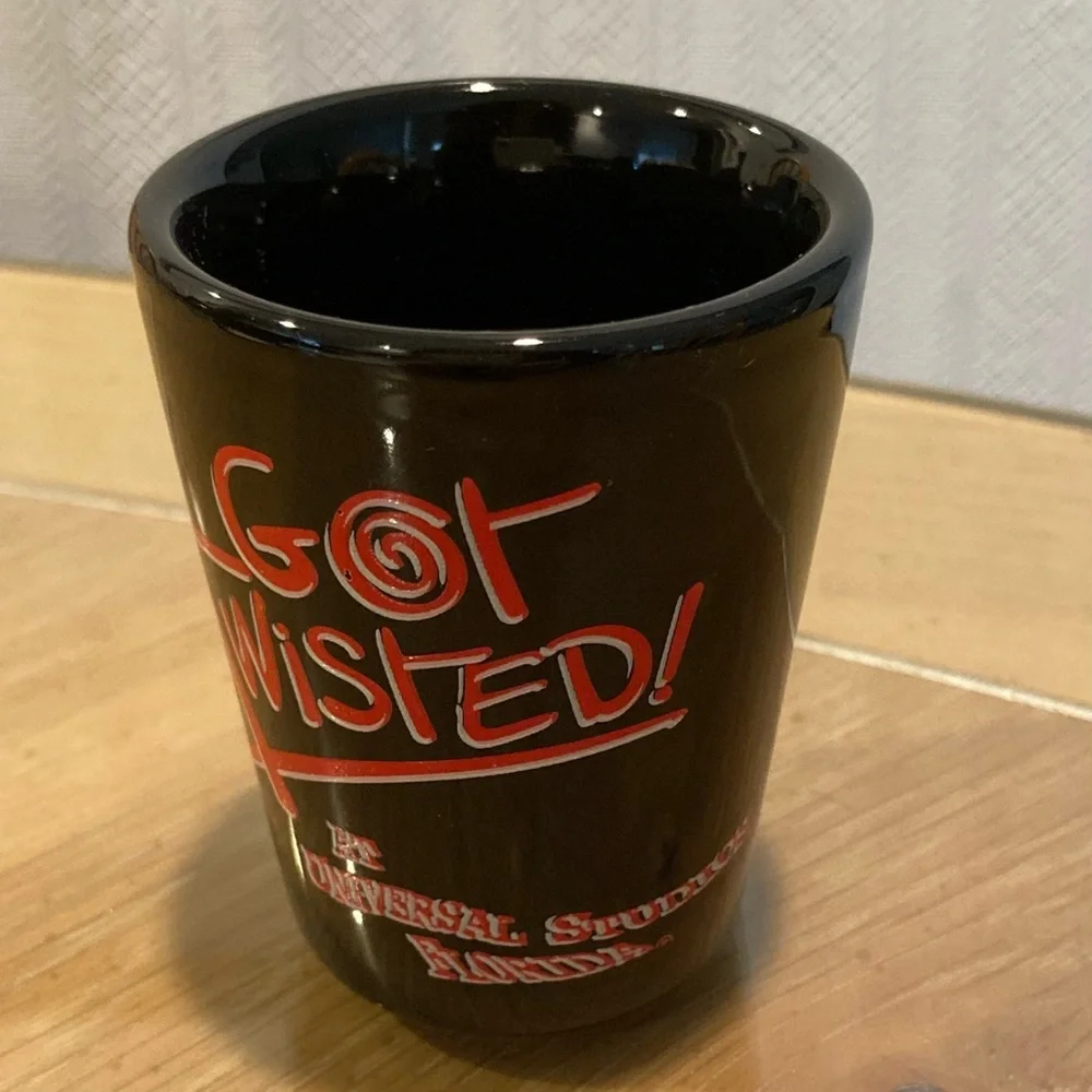 RARE Vintage Shot Glass “Got Twisted” @ Universal Studios Florida, Black, 90’s